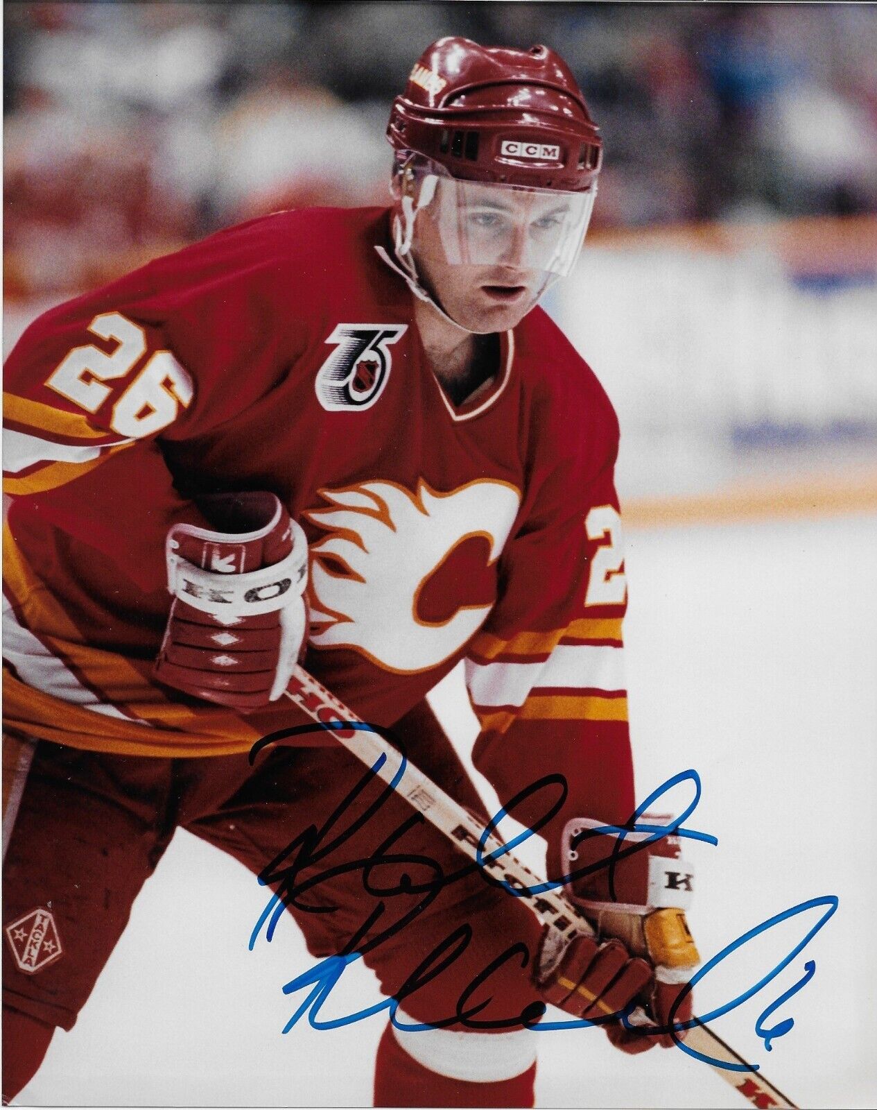 Photo autographiée 8x10 originale de Robert Reichel des Flames de Calgary