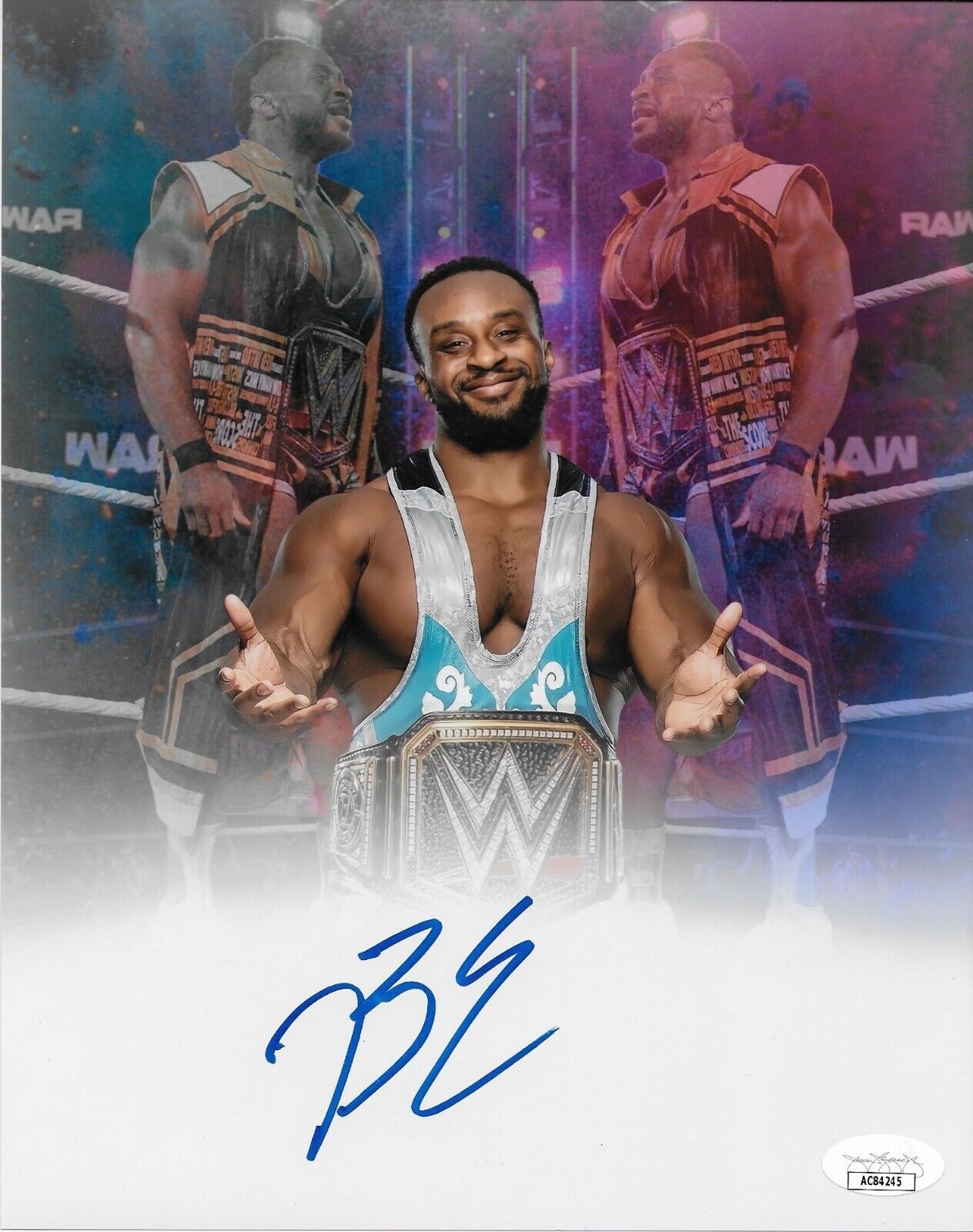 Photo autographiée de catch Big E WWE 8x10 #5 Original avec authentification JSA