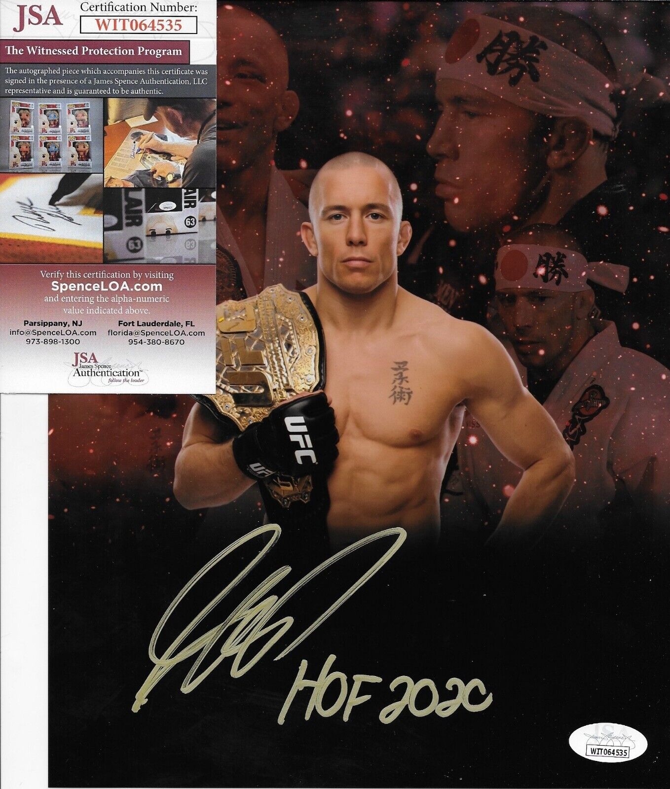 Autographed UFC Hall of Famer Georges St Pierre 8x10 Photo #6 Original with JSA