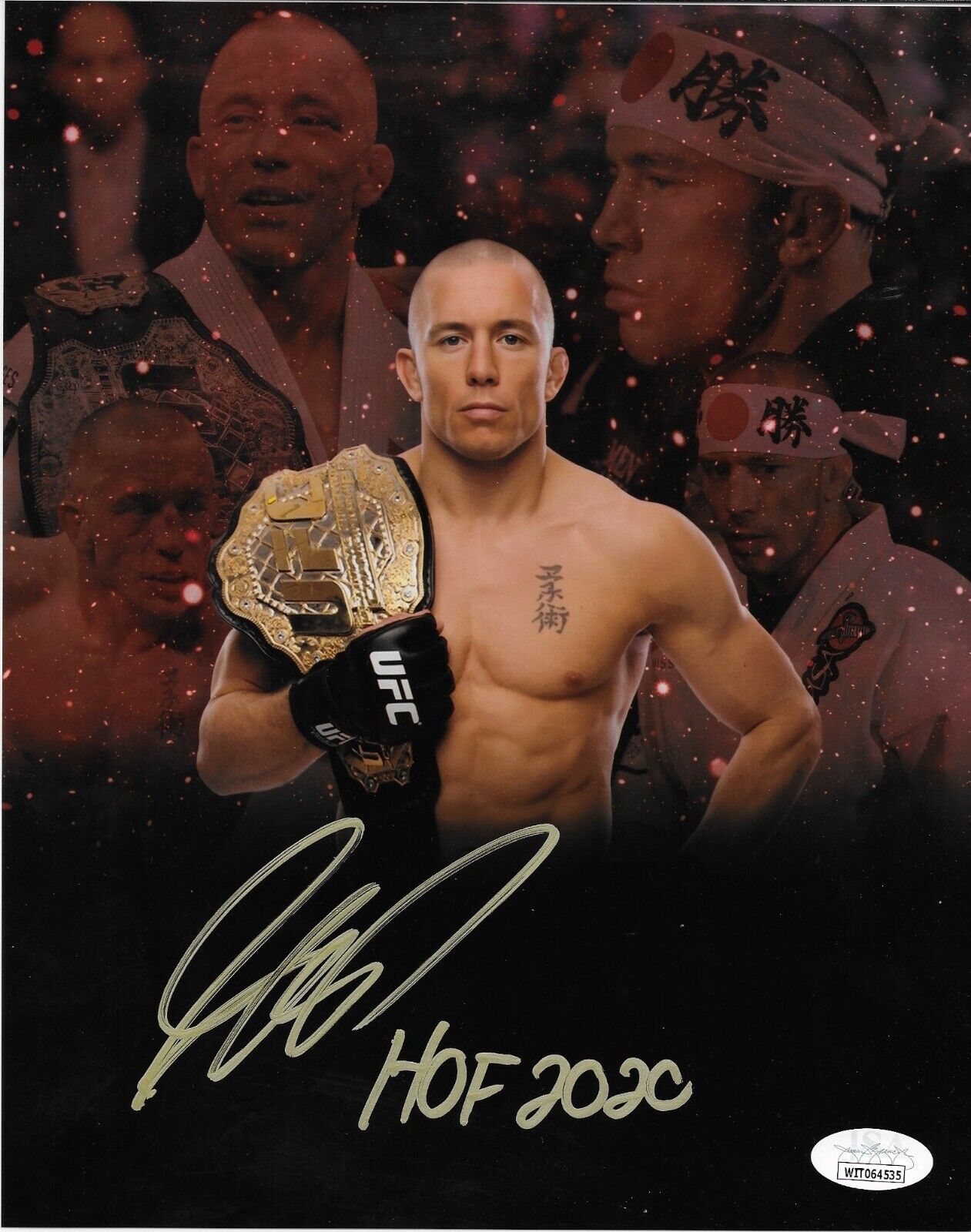 Autographed UFC Hall of Famer Georges St Pierre 8x10 Photo #6 Original with JSA