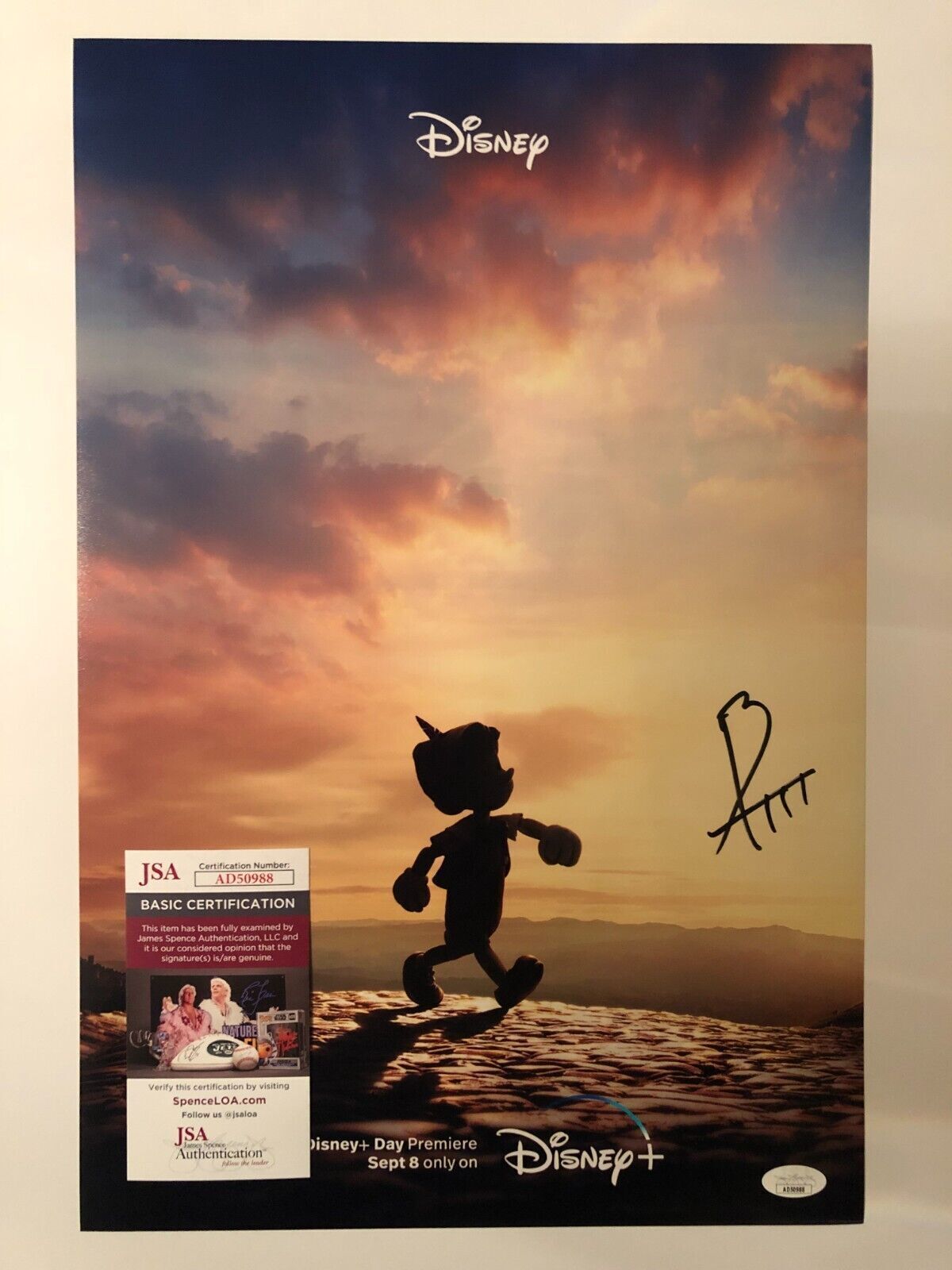 Autographed Pinocchio 12x18 photo signed by Benjamin Evan Ainsworth JSA cert