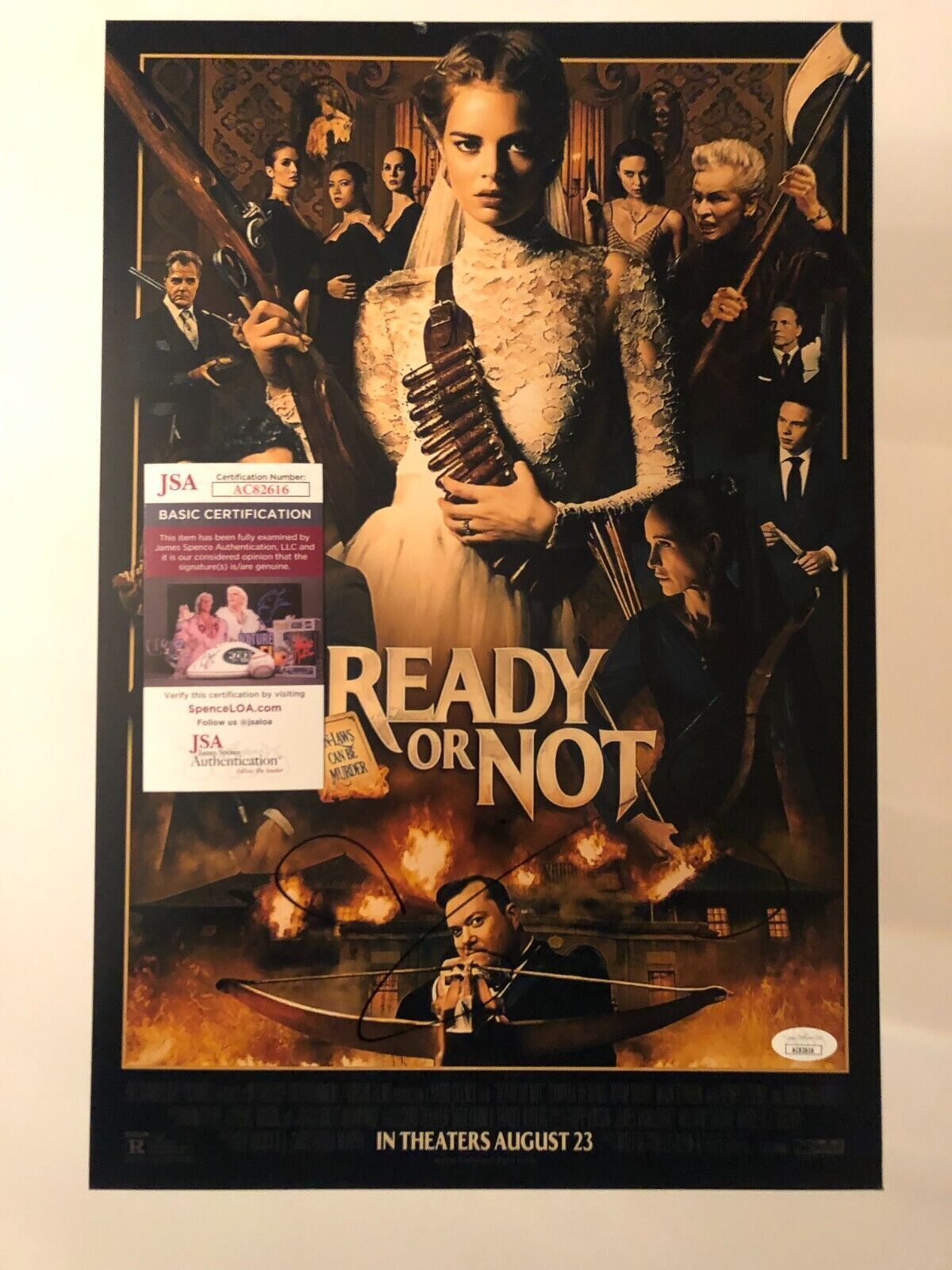Photo autographiée Ready or Not 12x18 signée par Samara Weaving JSA cert