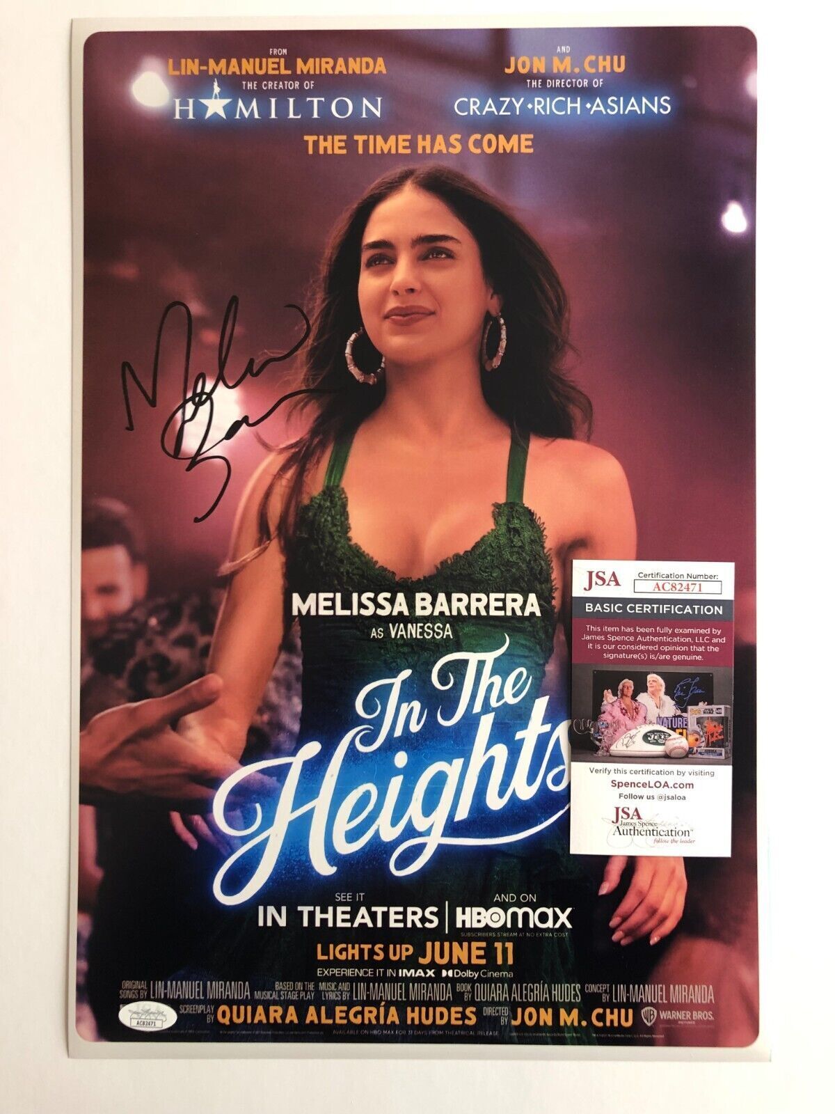 Autographed In the Heights 12x18 photo signed by Melissa Barrera JSA