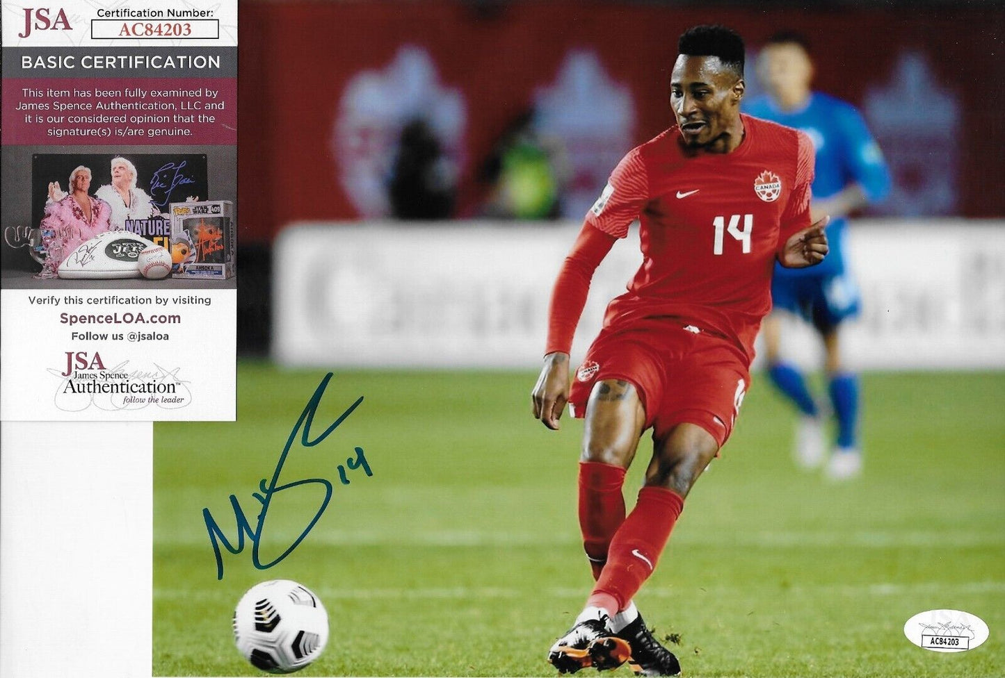 Autographed Mark-Anthony Kaye Team Canada Soccer 8x10 Photo 4 JSA Authentication
