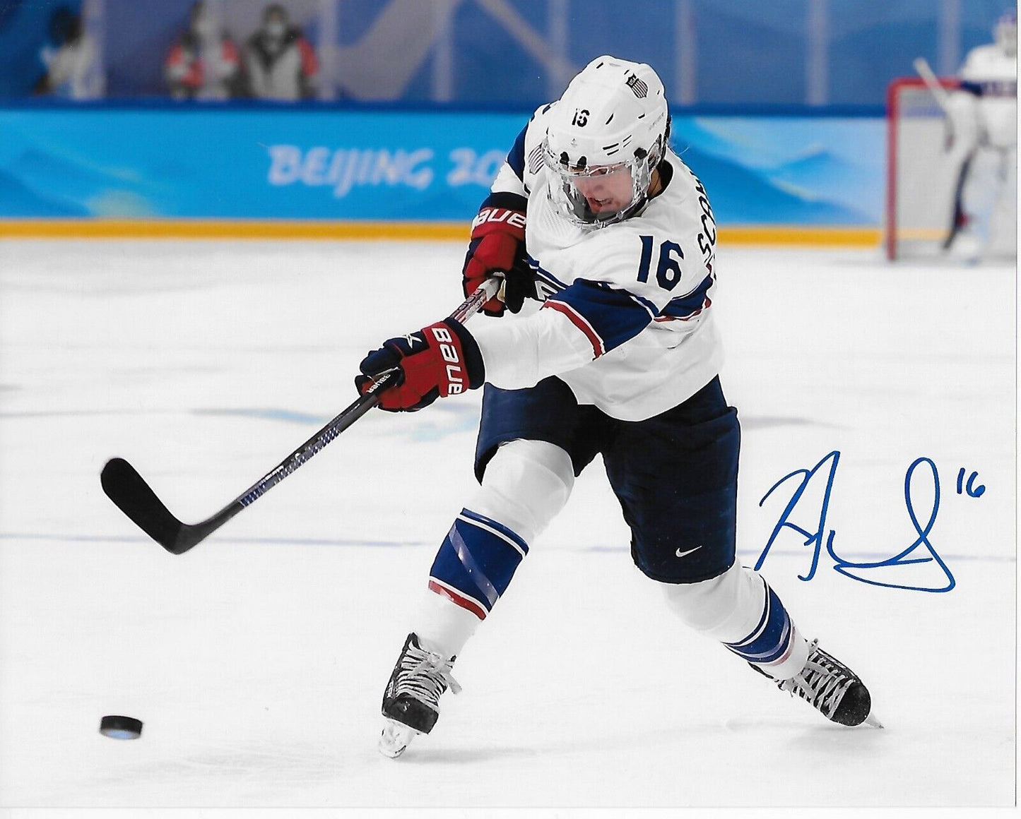 Autographié par Hayley Scamurra, équipe américaine de hockey féminin, Jeux olympiques, 8x10 Ph. #2, Original