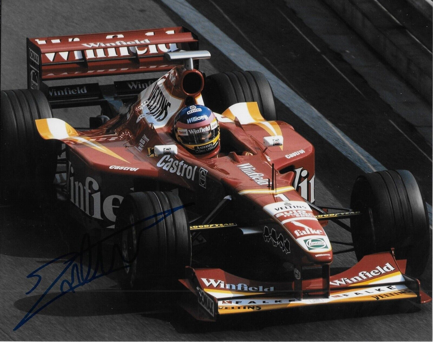 Photo 8x10 signée par le pilote de Formule 1 Jacques Villeneuve #4 Original