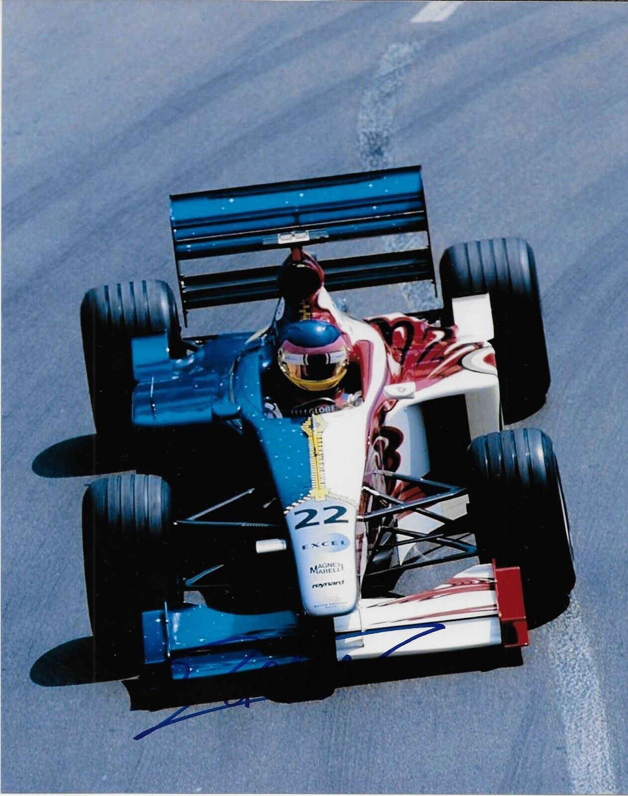 Photo 8x10 signée par le pilote de Formule 1 Jacques Villeneuve #7 Original