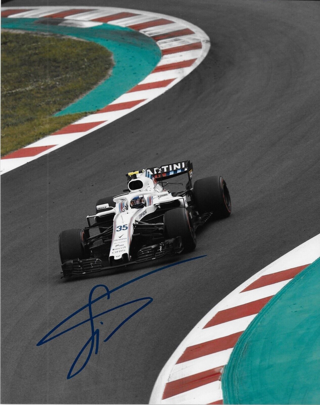 Photo 8x10 autographiée du pilote de Formule 1 Williams Sergey Sirotkin #4 Original