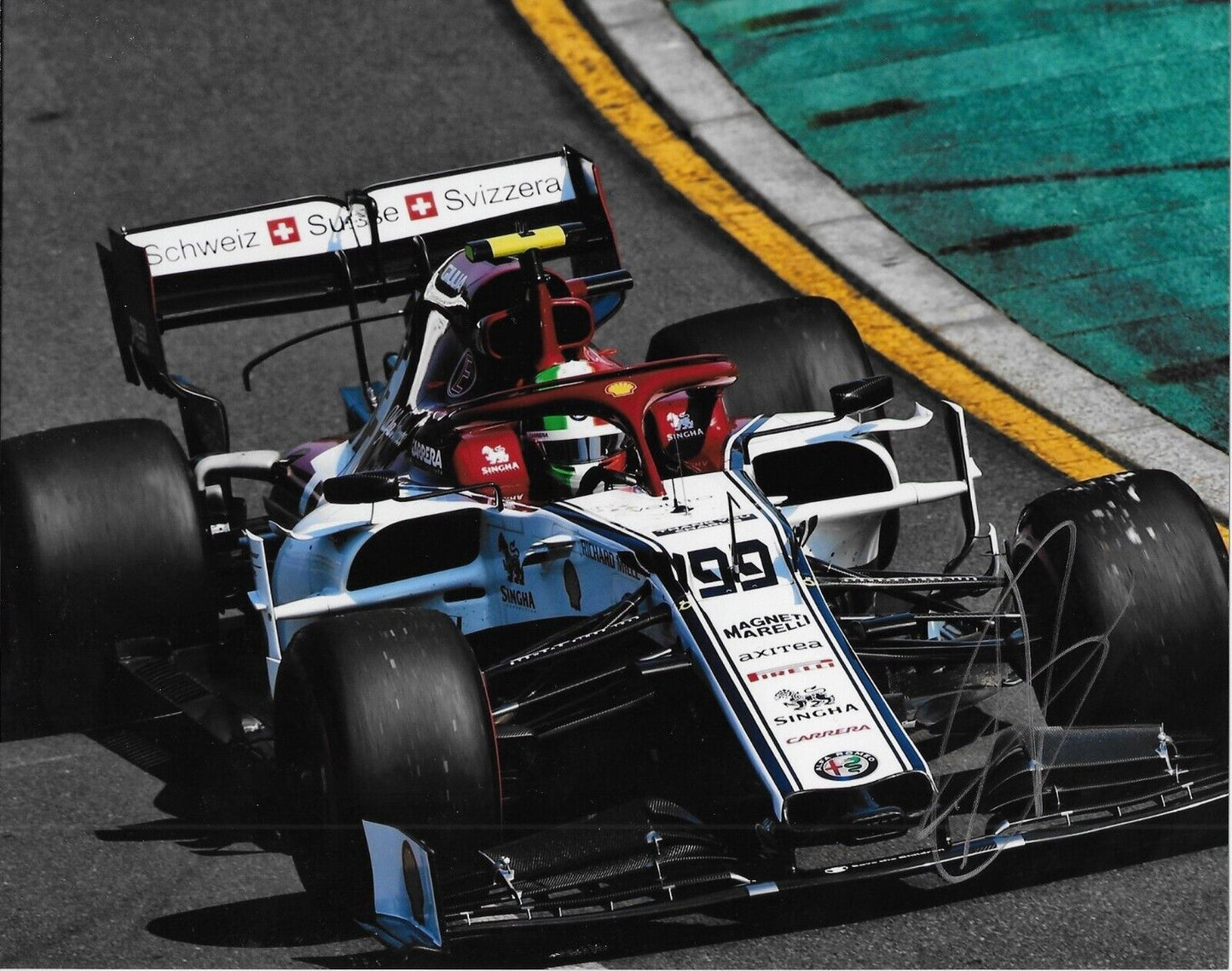 Dédicacé Sauber-Ferrari Formule 1 Antonio Giovinazzi 8x10 Photo #6 Original