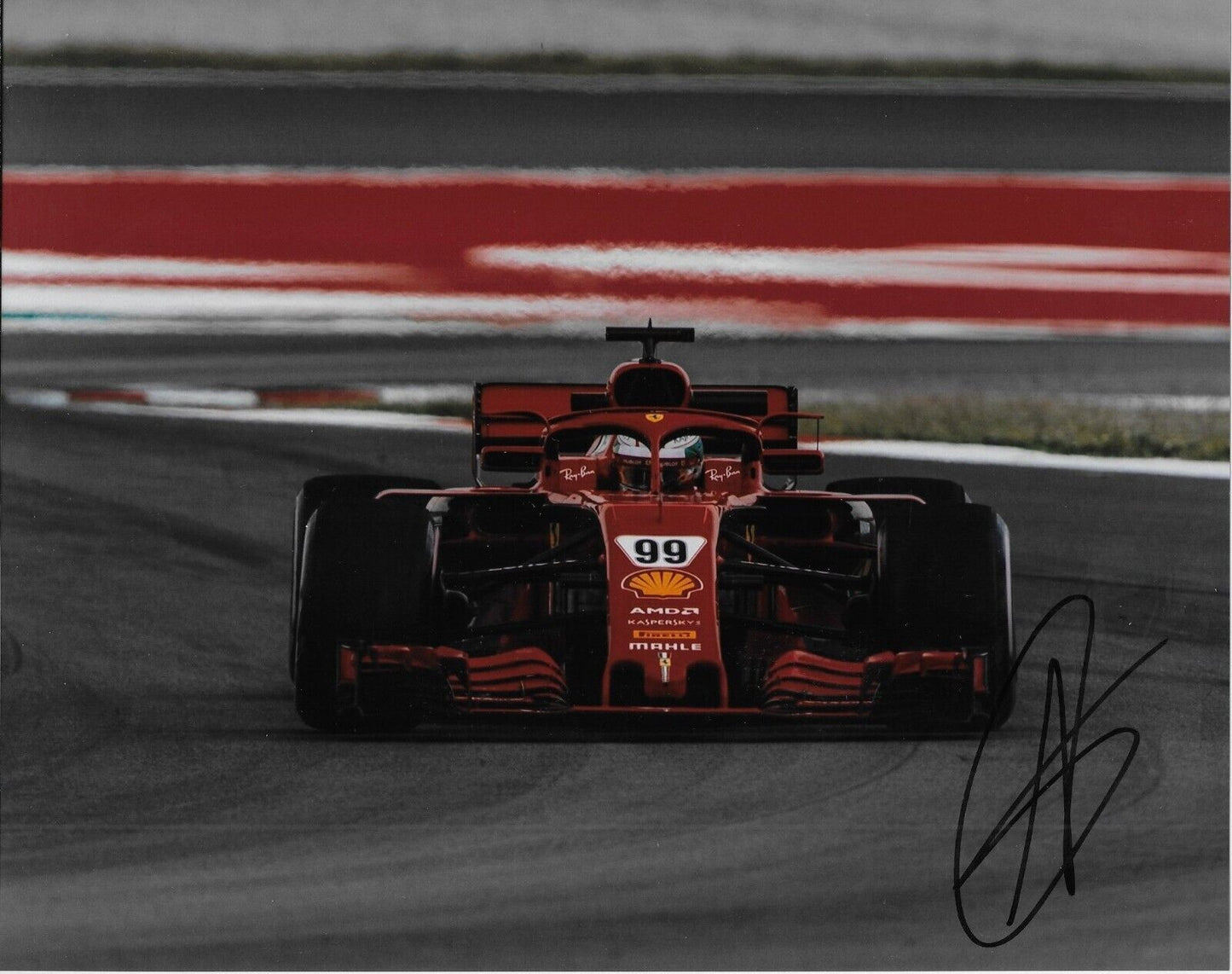 Pilote de Formule 1 Ferrari dédicacé Antonio Giovinazzi 8x10 Photo #12 Original