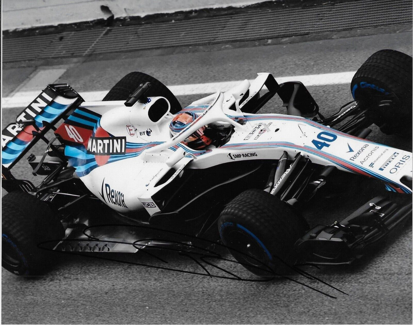 Photo 8x10 autographiée du pilote de Formule 1 Williams Robert Kubica n°7 originale