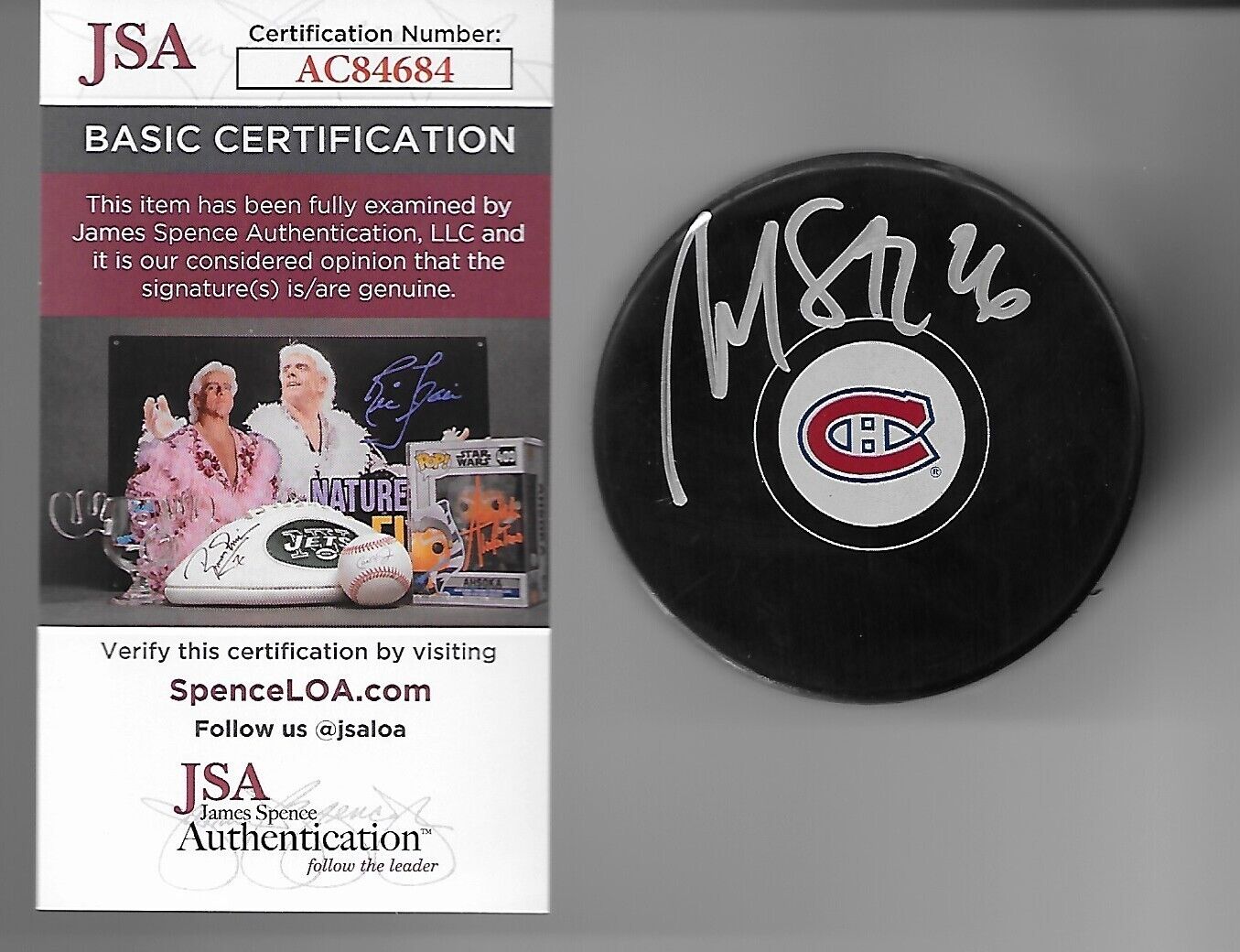 Autographed Montreal Canadiens Martin St. Louis Hockey Puck w JSA Authentication
