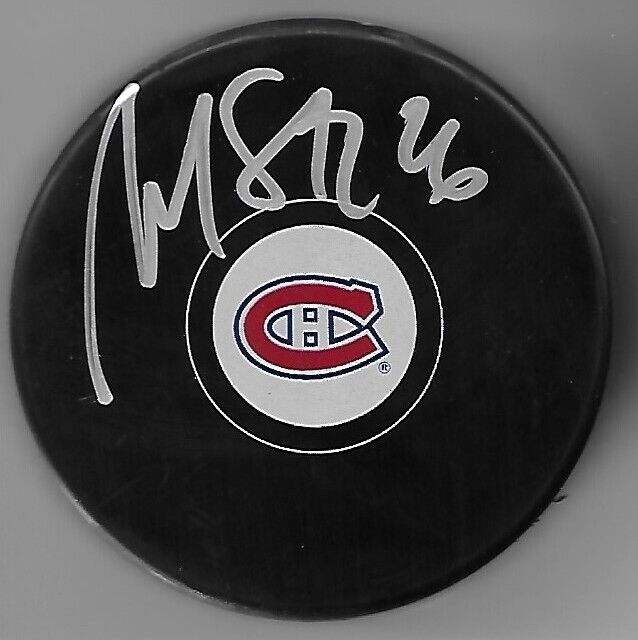 Autographed Montreal Canadiens Martin St. Louis Hockey Puck w JSA Authentication