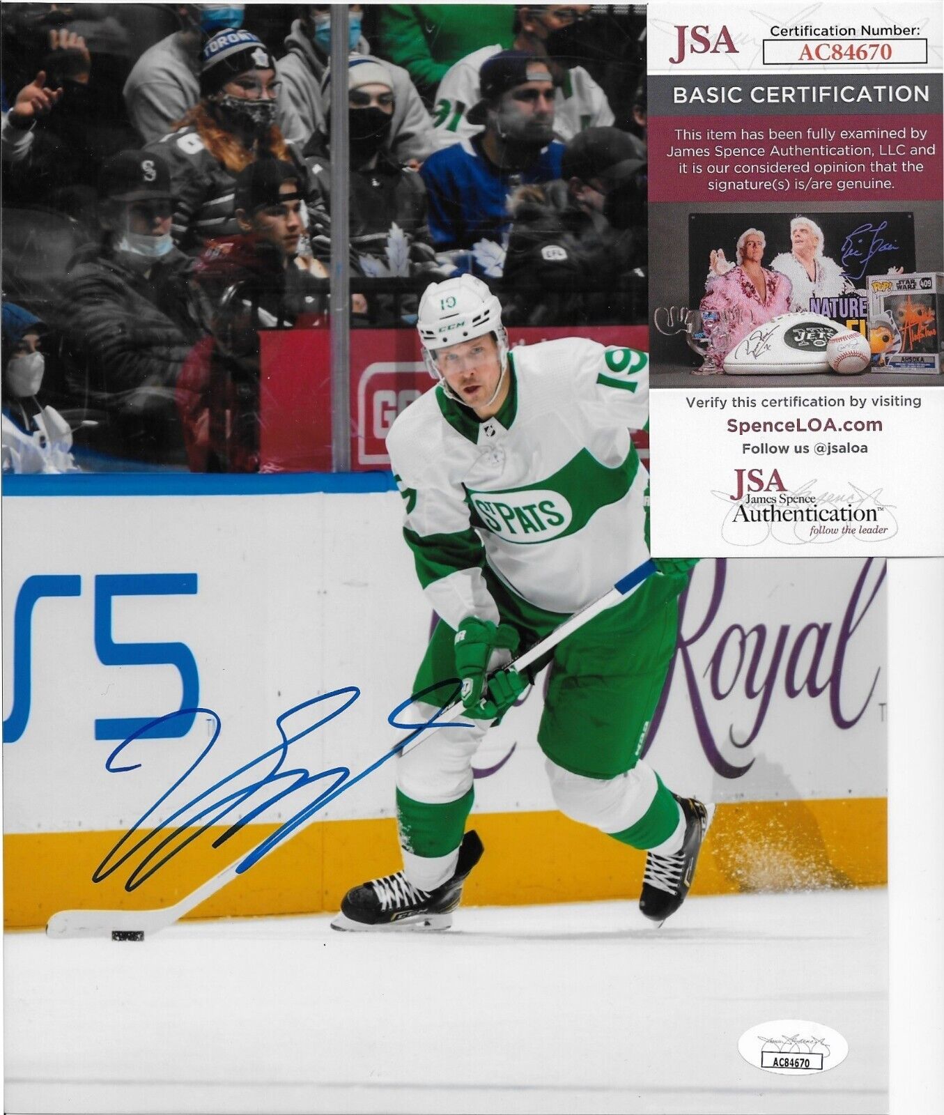 Auto. Toronto Maple Leafs Jason Spezza 8x10 Photo #3 Original JSA Authentication
