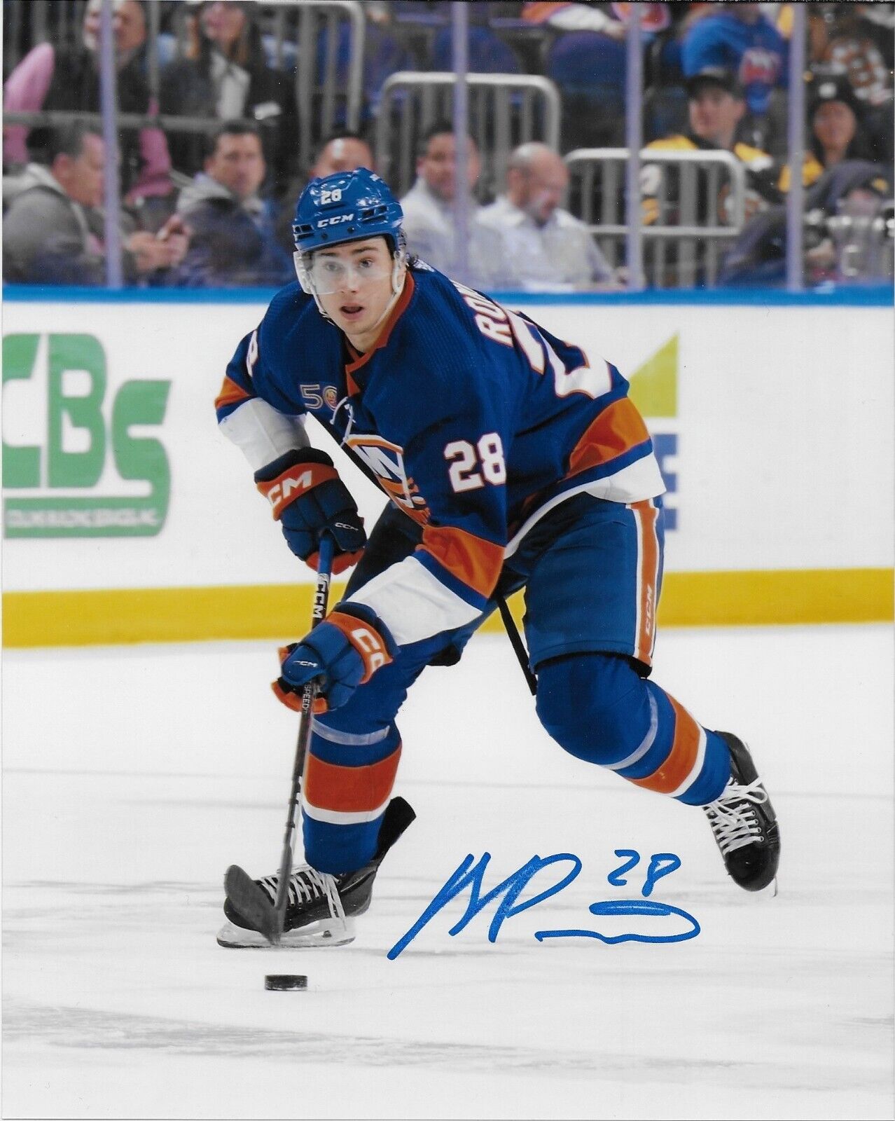 Auto. New York Islanders Alexander Romanov 8x10 Photo #2 Original SMALL SMUDGE