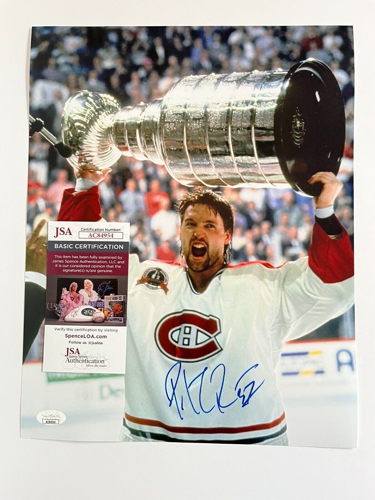 Auto. Patrick Roy, membre du Temple de la renommée des Canadiens de Montréal, 11 x 14 avec authentification JSA 2