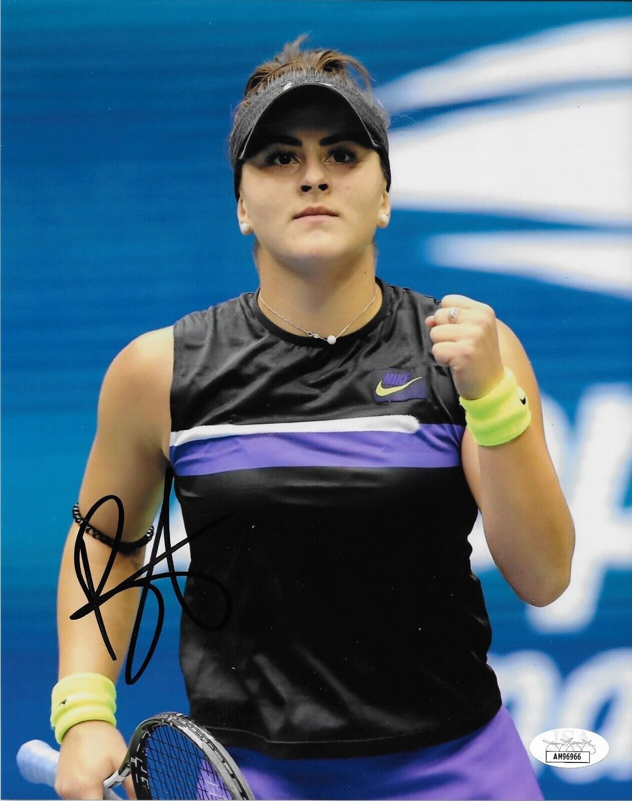 Photo autographiée de Bianca Andreescu 2019 US Open Tennis 8x10 4 Authentification JSA