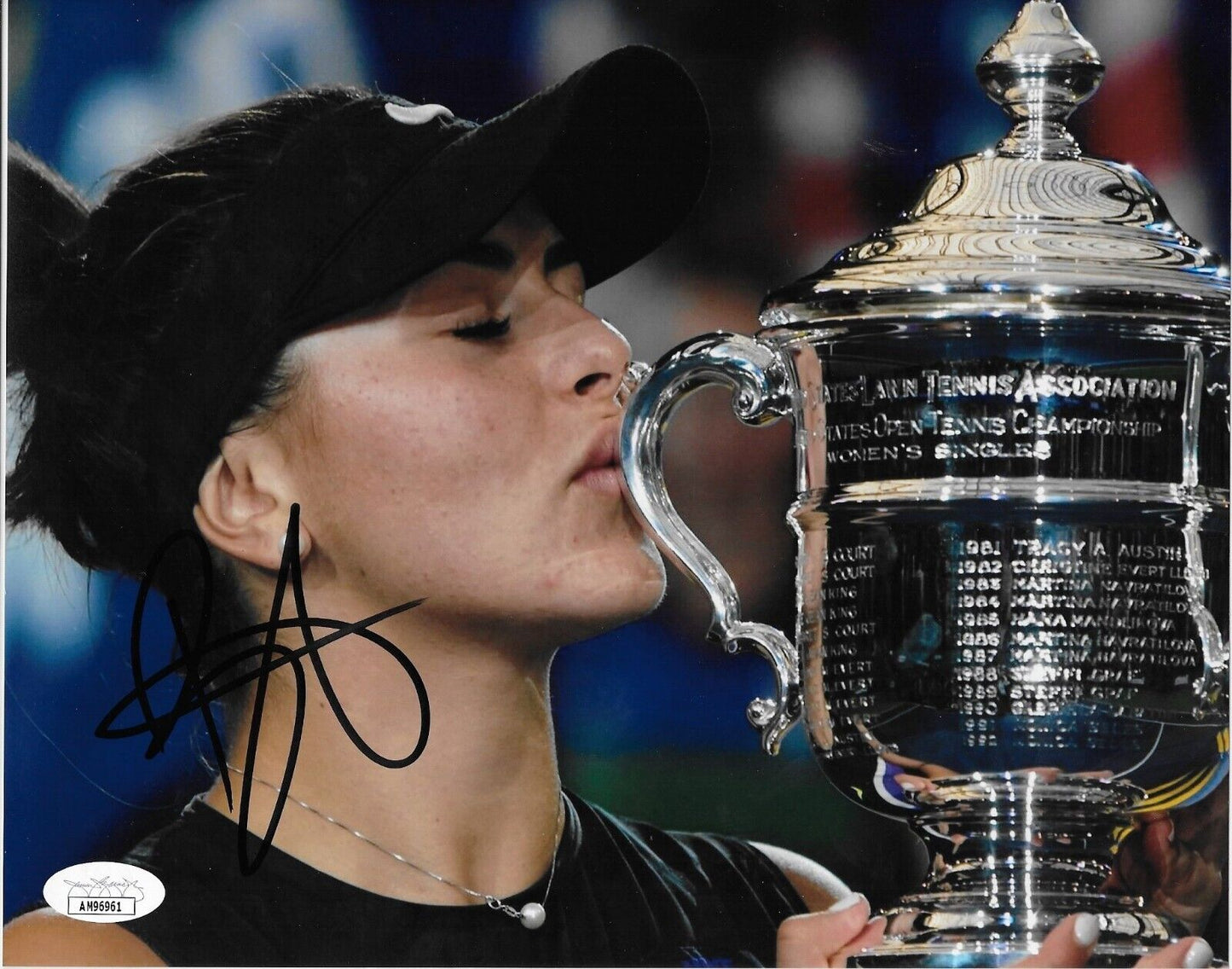 Photo autographiée de Bianca Andreescu 2019 US Open Tennis 8x10 1 Authentification JSA