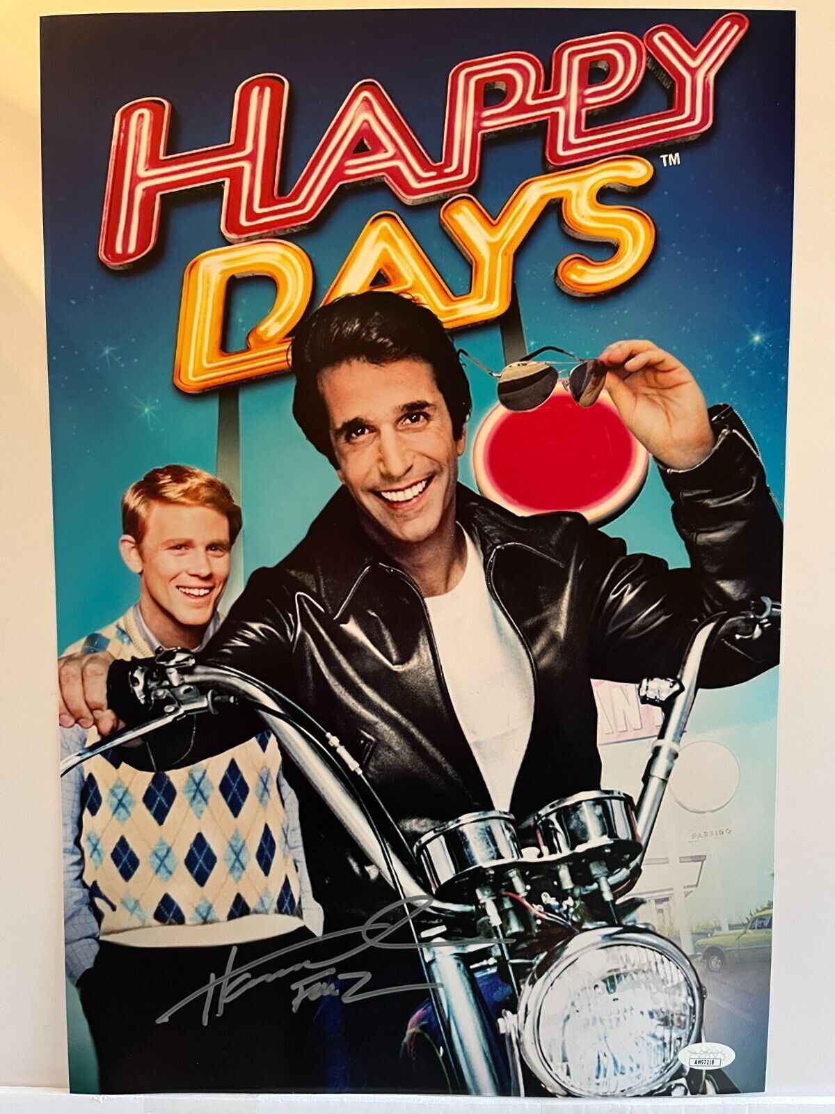 Photo autographiée de Henry Winkler Happy Days 12x18 signée JSA The Fonz