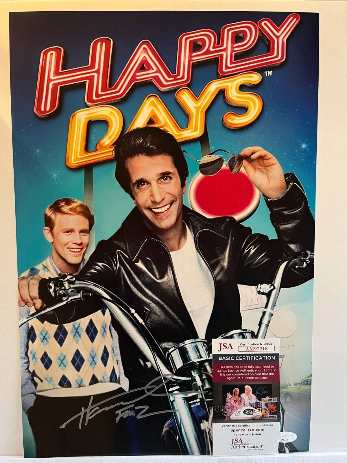Photo autographiée de Henry Winkler Happy Days 12x18 signée JSA The Fonz