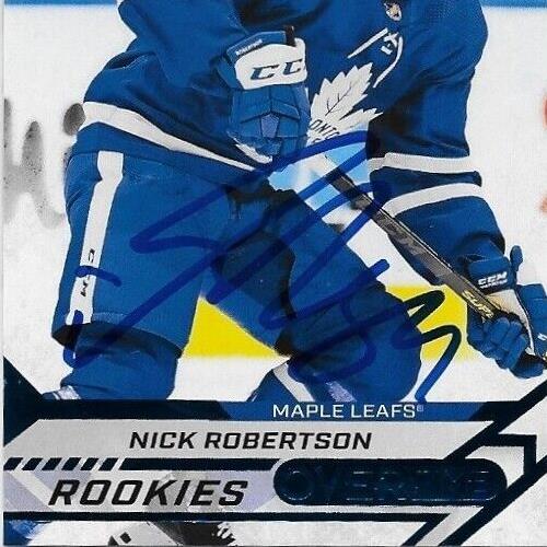Autographed 20/21 UD Overtime Hockey Nick Robertson Rookie Card Original Blue