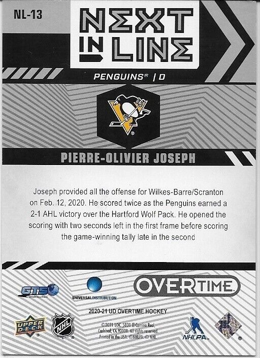 Autographed 20/21 UD Overtime Next in Line 3 Card Lot Kurashev Robertson Joseph