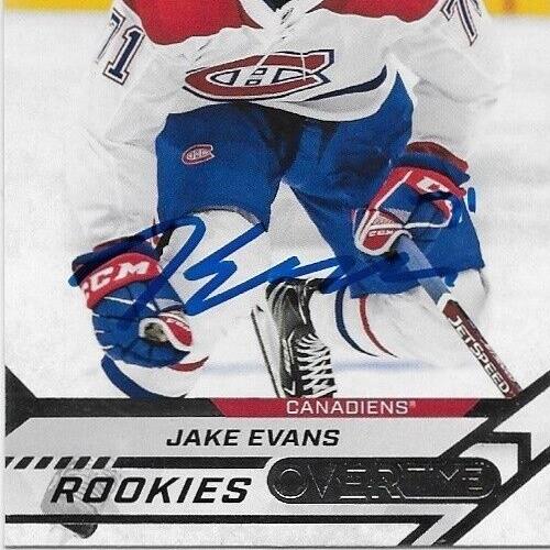 Carte de recrue autographiée 20/21 UD Overtime Hockey Jake Evans des Canadiens de Montréal