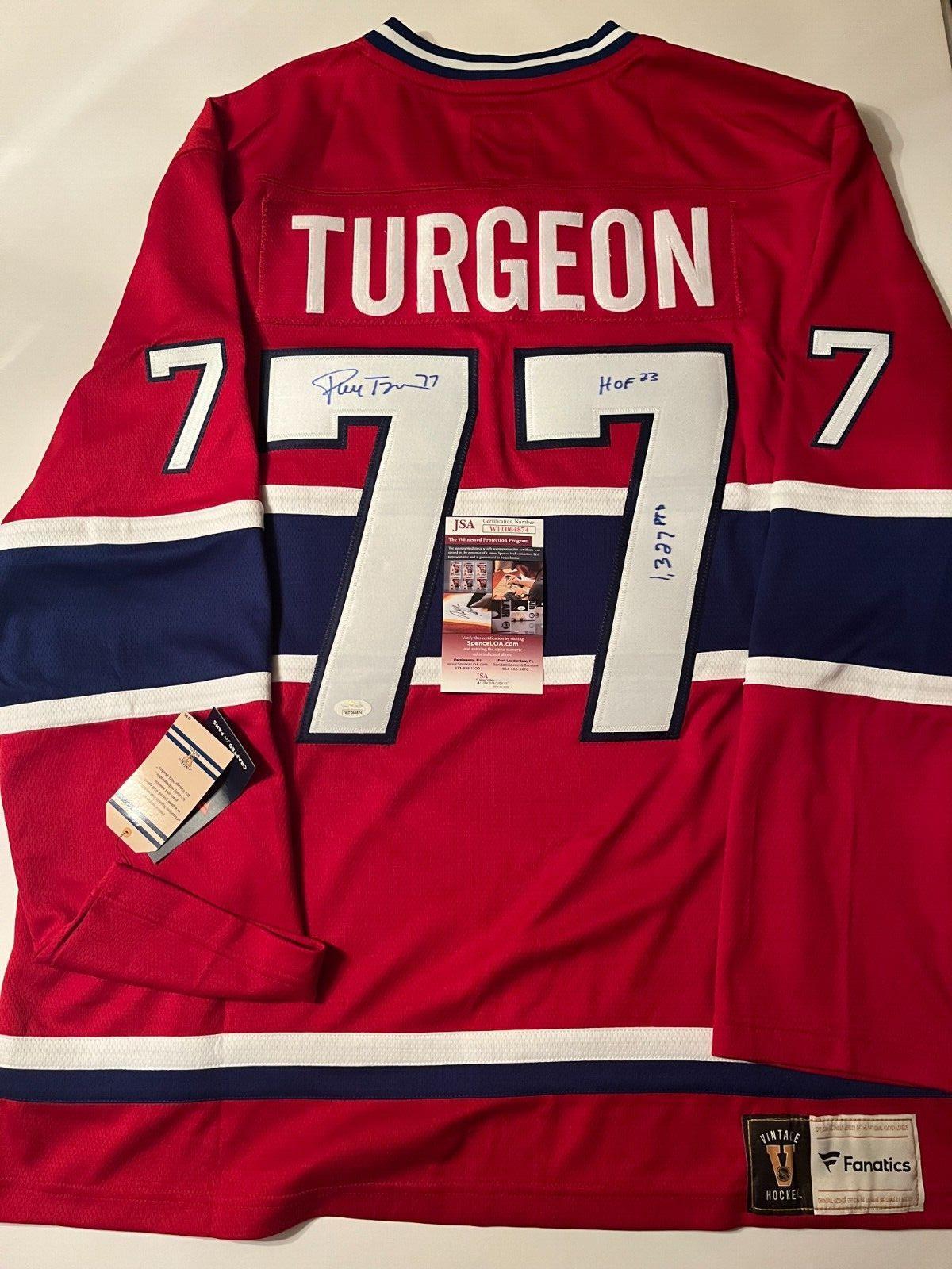 Autographed Fanatics Montreal Canadiens HOF Pierre Turgeon Jersey JSA 2 Inscrip