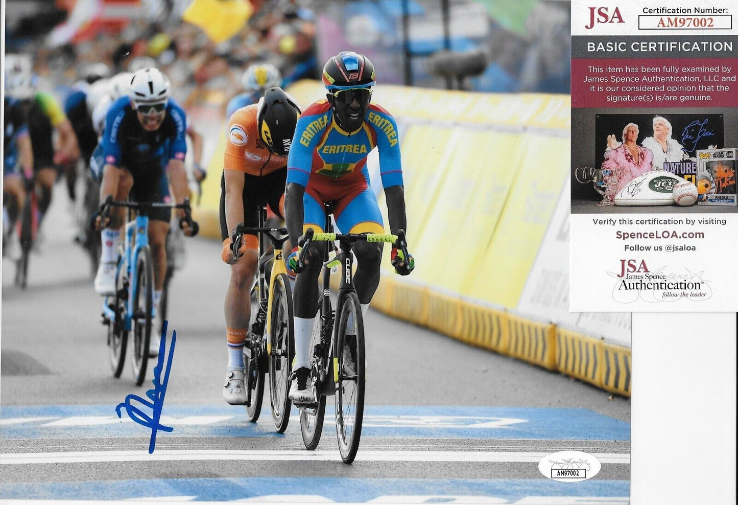 Autographed Cycling Biniam Girmay Intermarche Wanty 8x10 Photo #8 Original w JSA