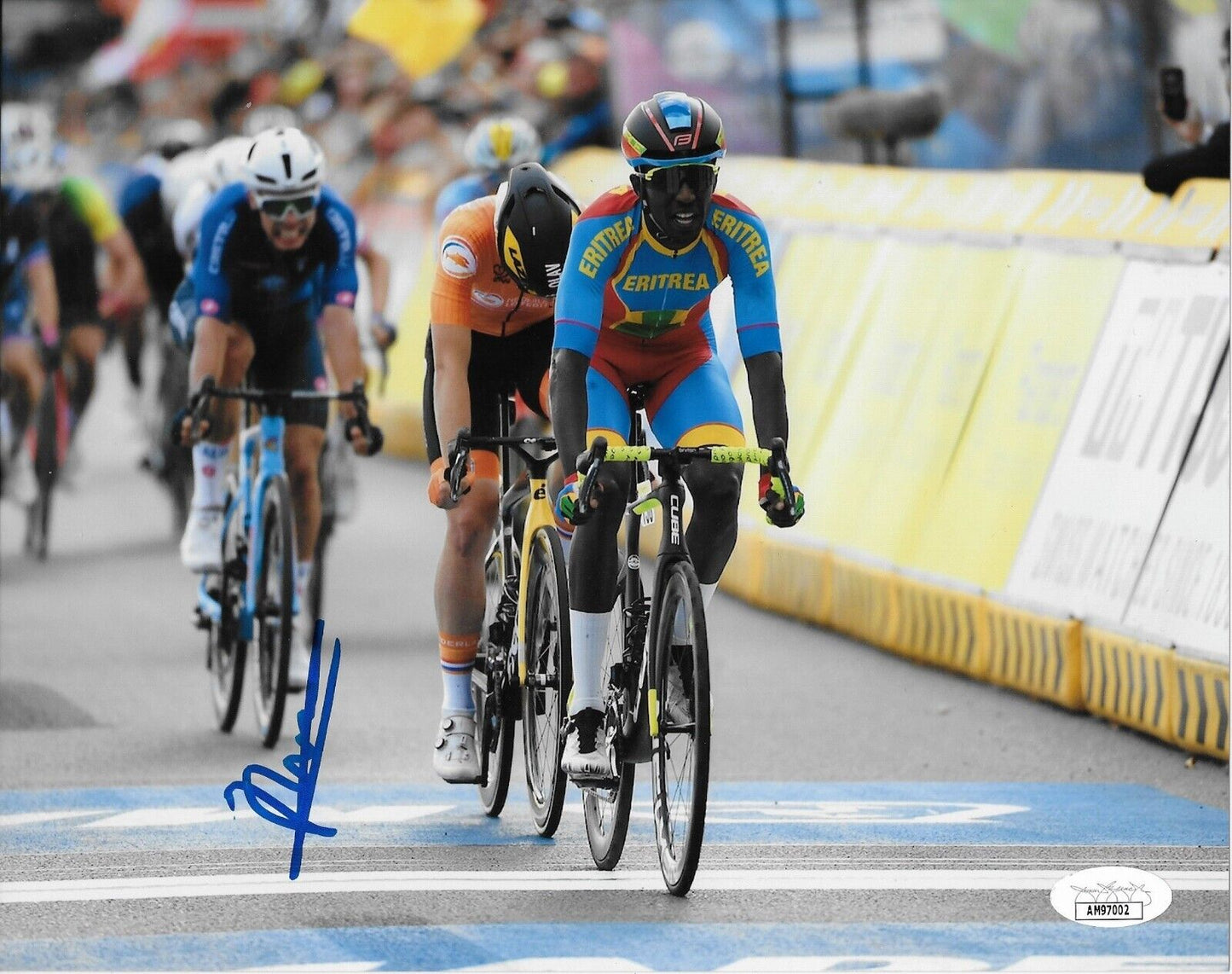 Autographed Cycling Biniam Girmay Intermarche Wanty 8x10 Photo #8 Original w JSA