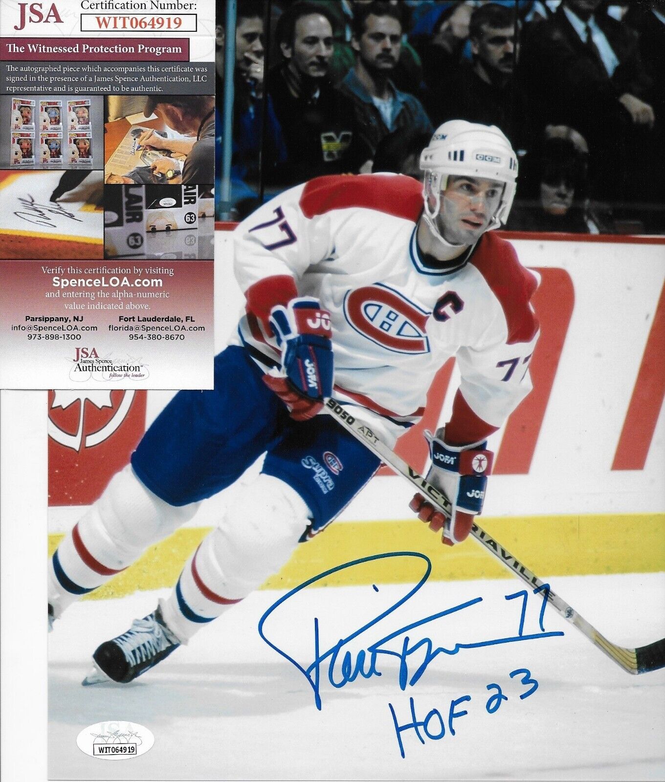 Signed Pierre Turgeon Montreal Canadiens 8x10 Photo #7 Inscribed w HOF 23 w JSA