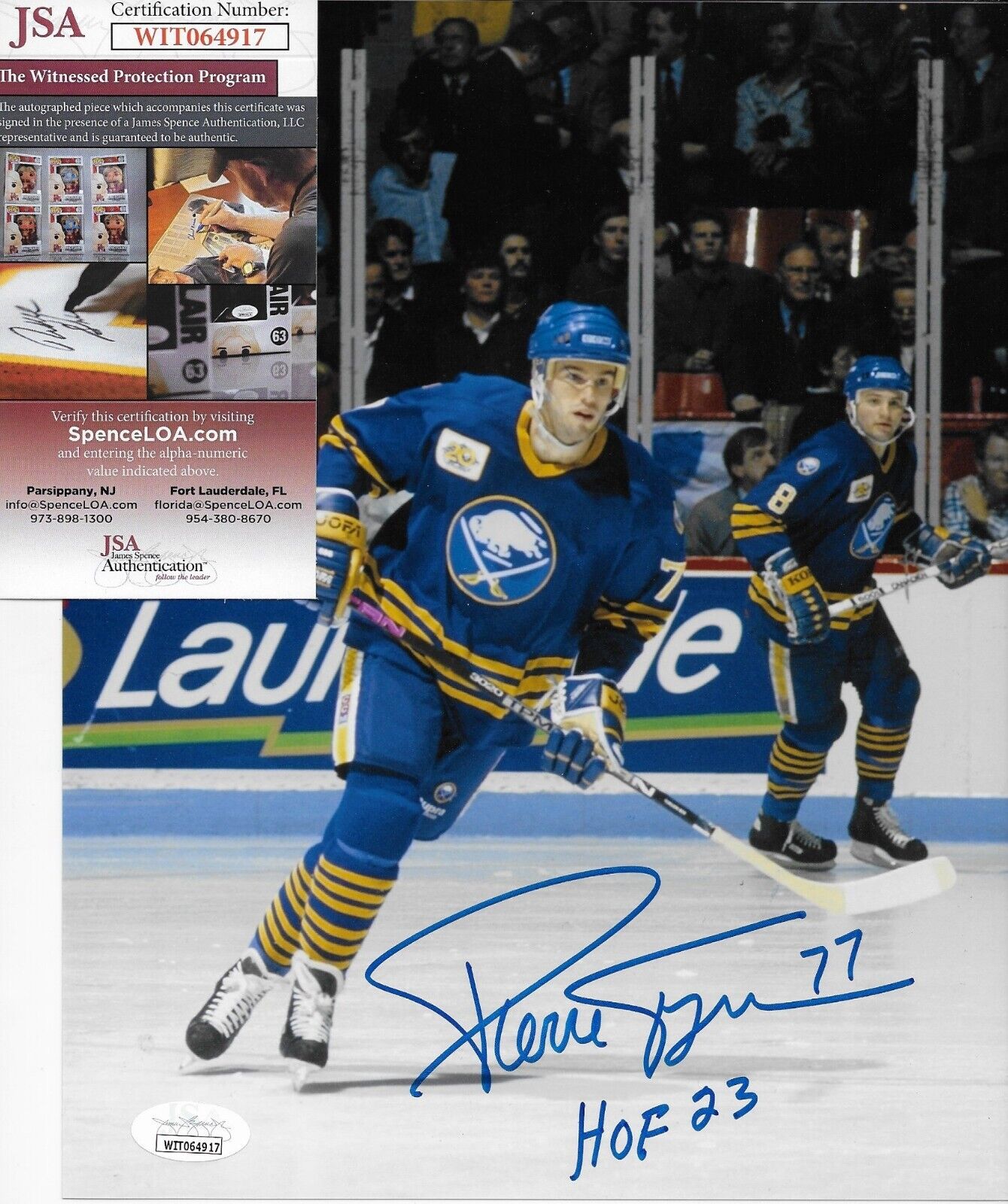 Signed Pierre Turgeon Buffalo Sabres 8x10 Photo #17 Inscribed HOF 23 with JSA
