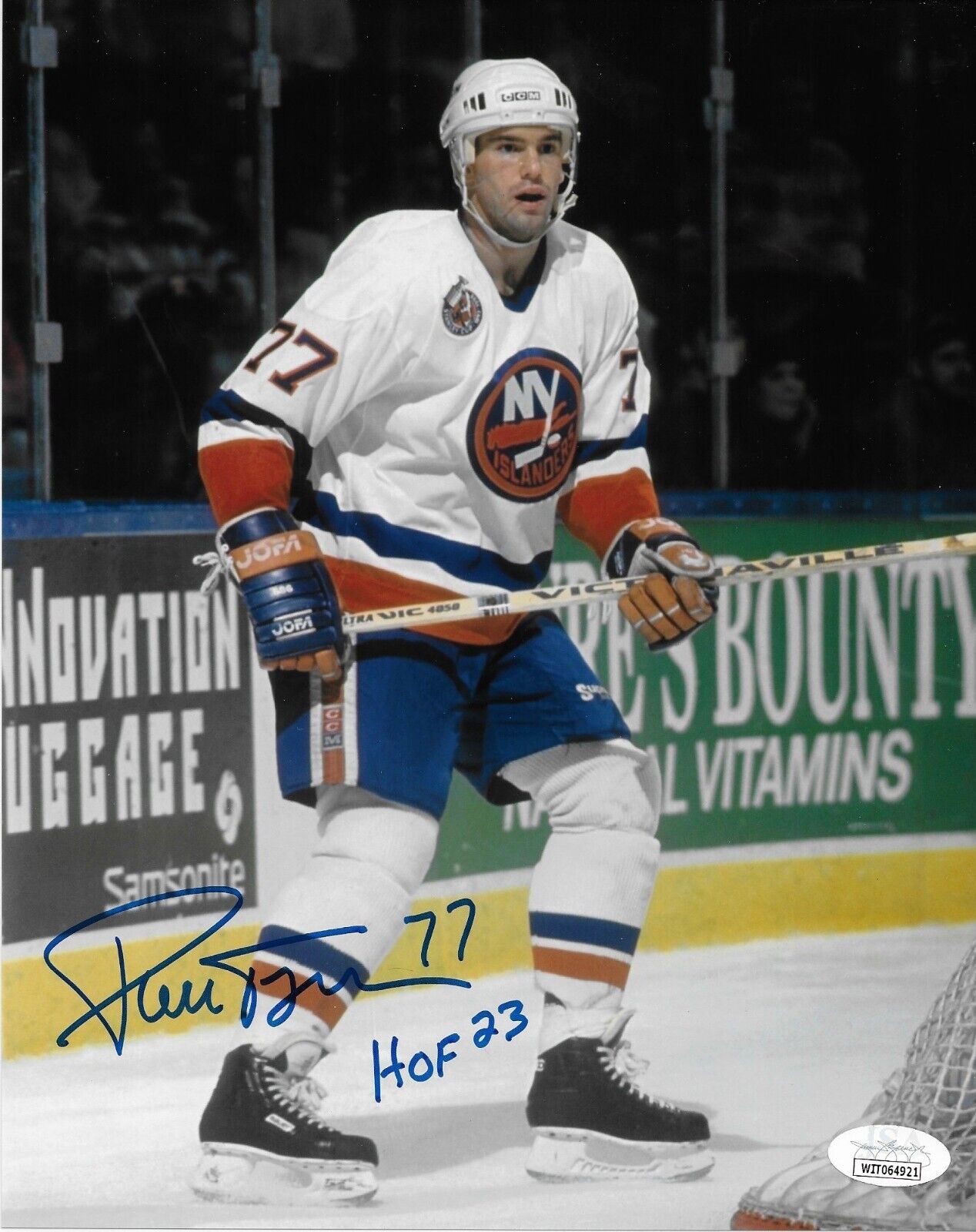 Signed Pierre Turgeon New York Islanders 8x10 Photo 19 Inscribed HOF 23 with JSA