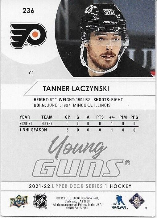 Carte de recrue autographiée UD 2021-22 des Young Guns des Flyers de Philadelphie Wade Allison