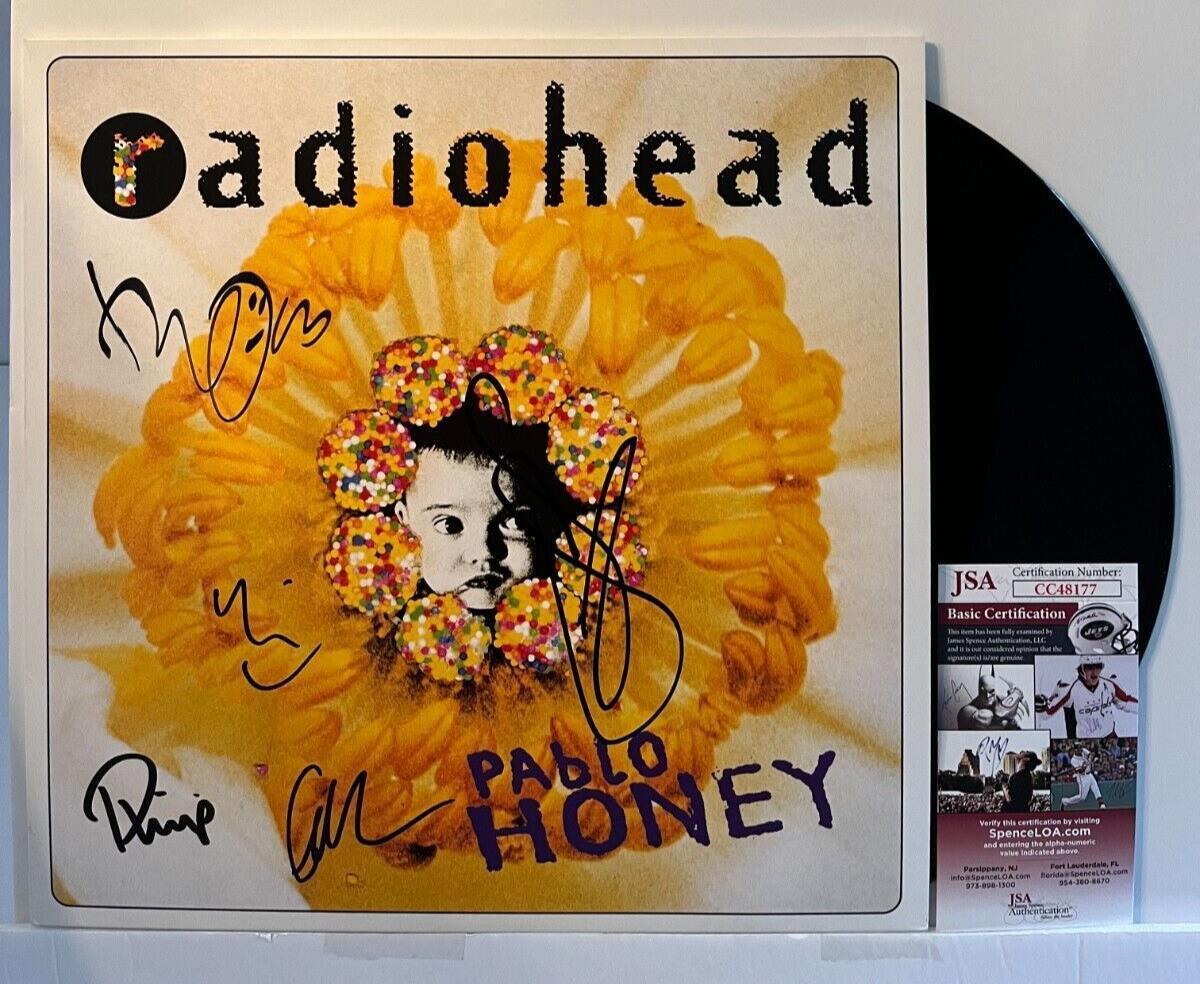 Autographed Radiohead Pablo Honey LP signed all 5 members Vinyl JSA Thom Yorke
