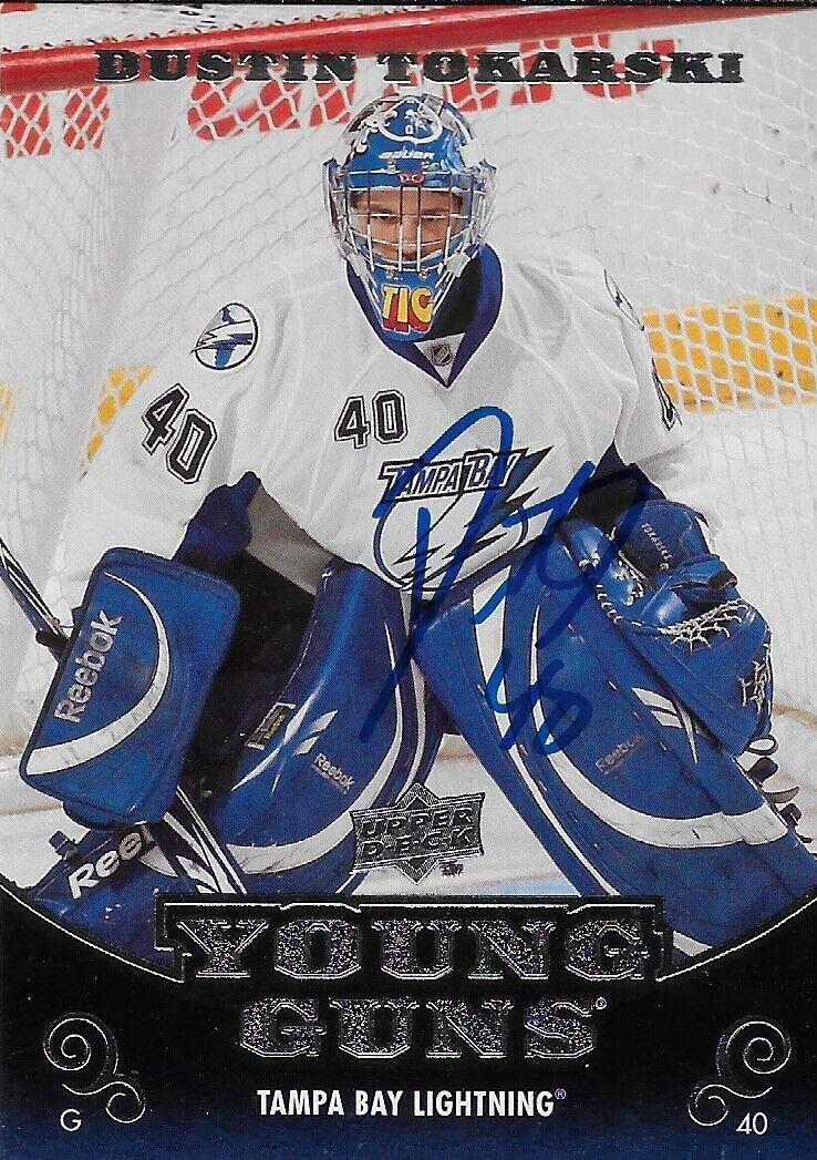 Autographed 10-11 UD Tampa Bay Lightning Dustin Tokarski Young Guns Rookie Card