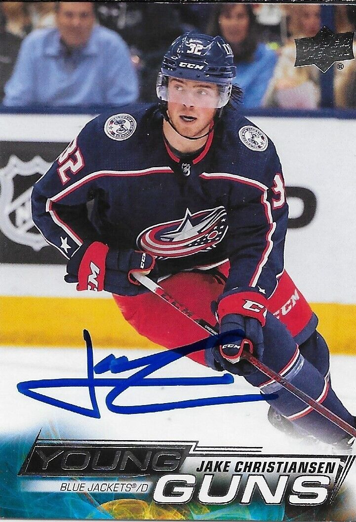 Carte de recrue Young Guns signée Jake Christiansen 2022-23 UD Columbus Blue Jackets