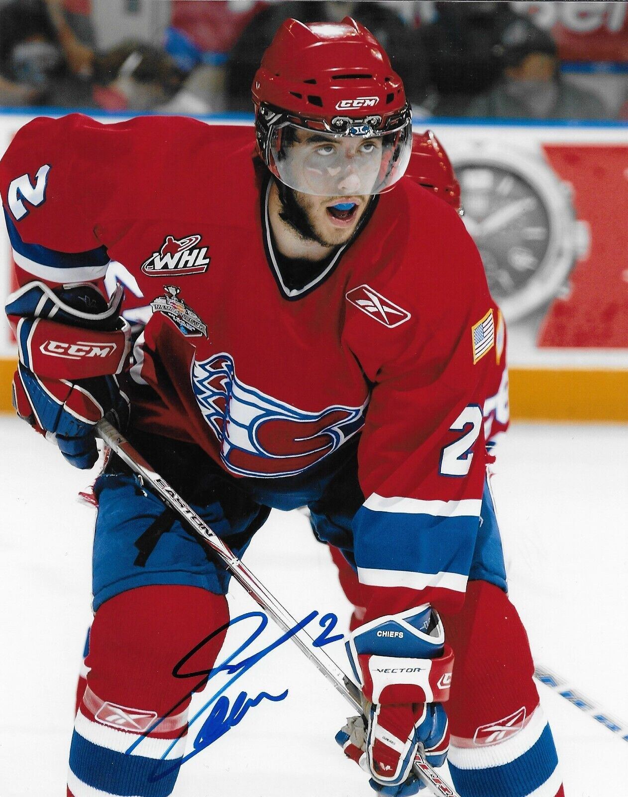 Photo autographiée 8x10 de Jared Cowen Spokane Chiefs WHL n° 1 originale