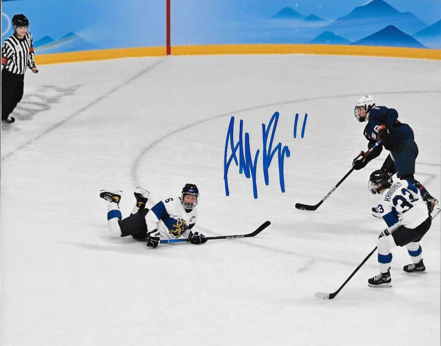 Photo originale signée Abby Roque de l'équipe féminine de hockey des États-Unis de la PWHL New York 8x10 #2