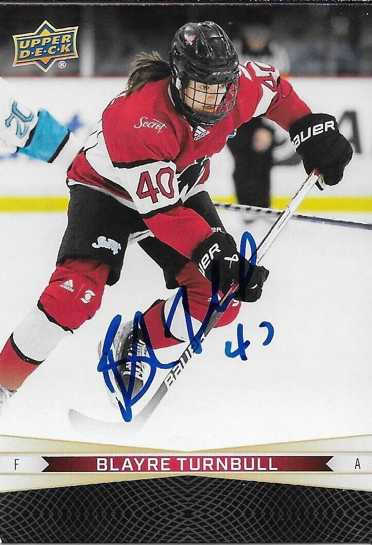 Carte Tim Hortons Upper Deck 23/24 signée Blayre Turnbull Victoria Bach originale