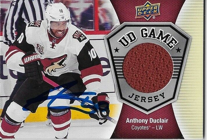 Maillot de jeu UD 2016/17 signé Anthony Duclair Carte originale des Coyotes de l'Arizona