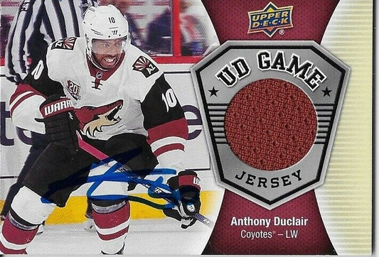 Maillot de jeu UD 2016/17 signé Anthony Duclair Carte originale des Coyotes de l'Arizona