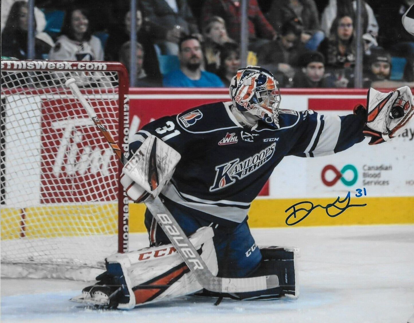 Sign Team Canada Dylan Garand Kamloops Blazers NY Rangers 8x10 Photo #8 Original