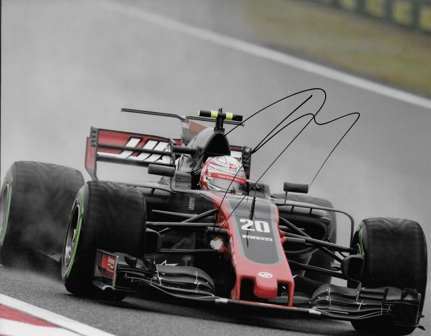 Photo 8x10 signée Kevin Magnussen Formule 1 Haas Racing #6 2018 Original