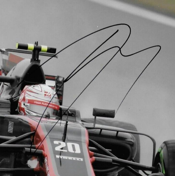 Photo 8x10 signée Kevin Magnussen Formule 1 Haas Racing #6 2018 Original
