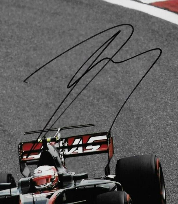 Photo 8x10 signée Kevin Magnussen Formule 1 Haas Racing #9 2018 Original