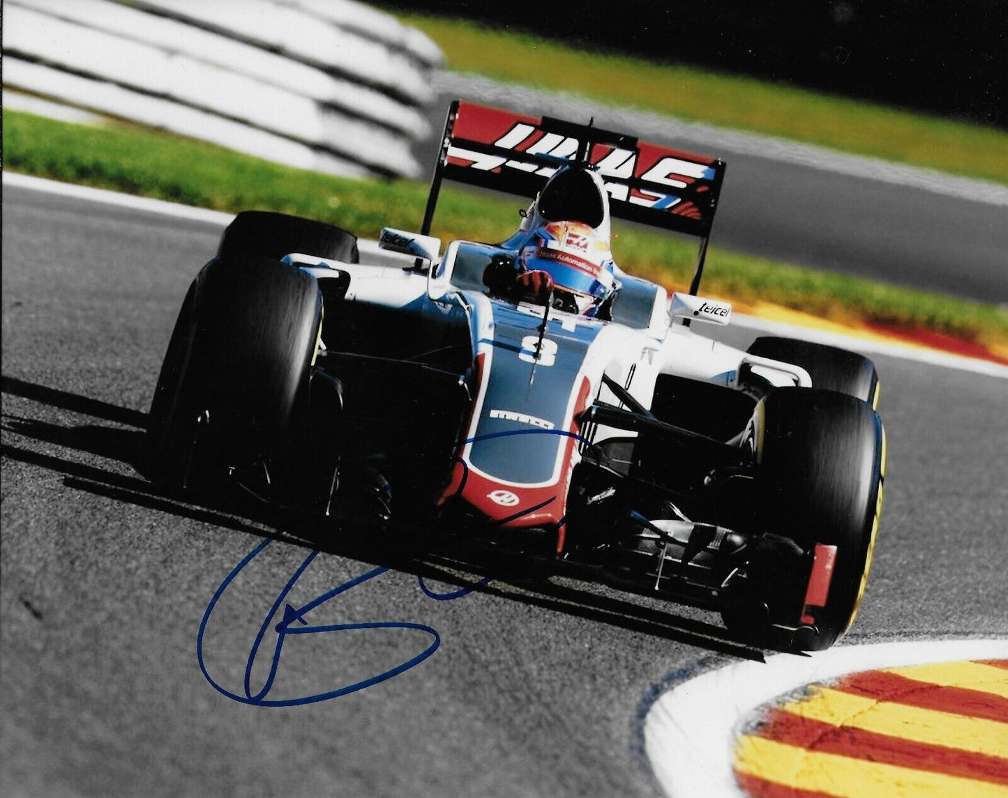 Photo autographiée 8x10 signée Romain Grosjean Formule 1 Haas Racing #2 Original