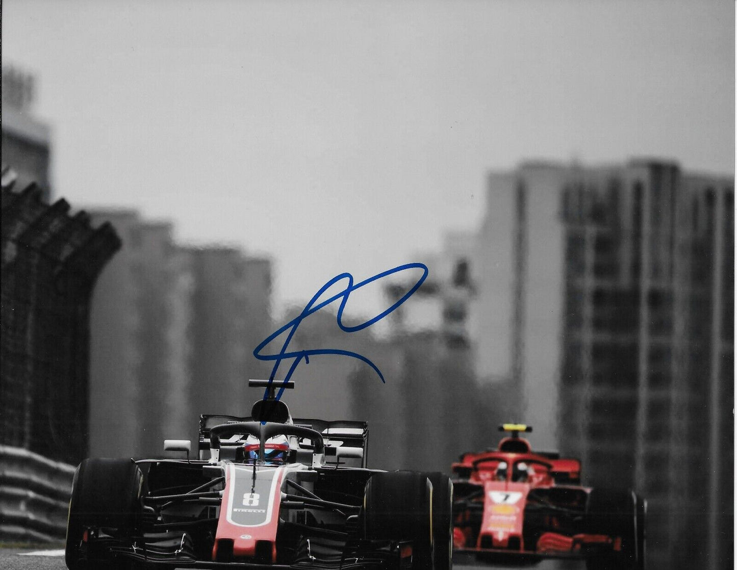 Signed Romain Grosjean Formula 1 Haas Racing Autographed 8x10 Photo #3 Original
