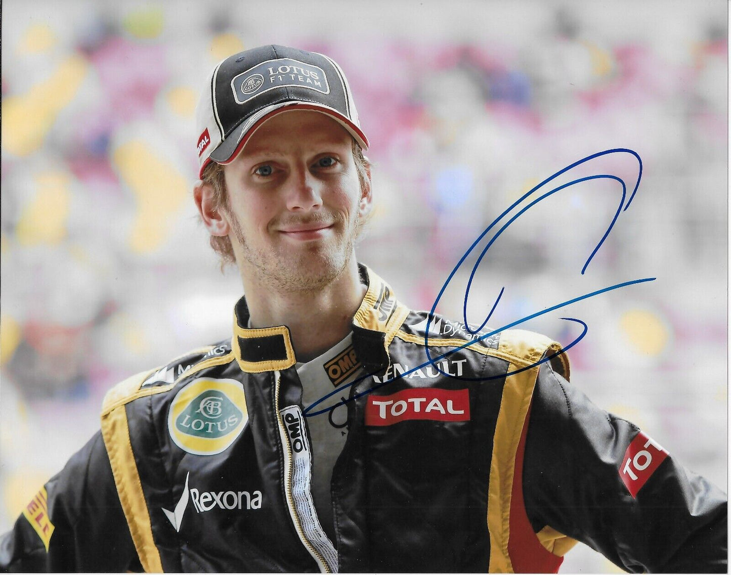 Photo dédicacée 8x10 de Romain Grosjean Formule 1 Haas Racing #5 Original