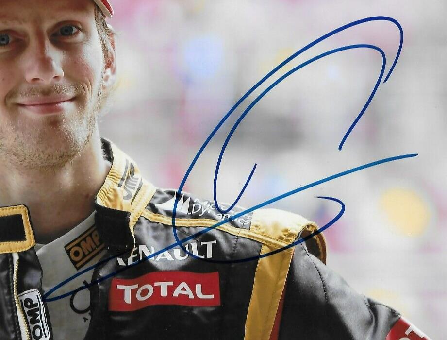 Photo dédicacée 8x10 de Romain Grosjean Formule 1 Haas Racing #5 Original